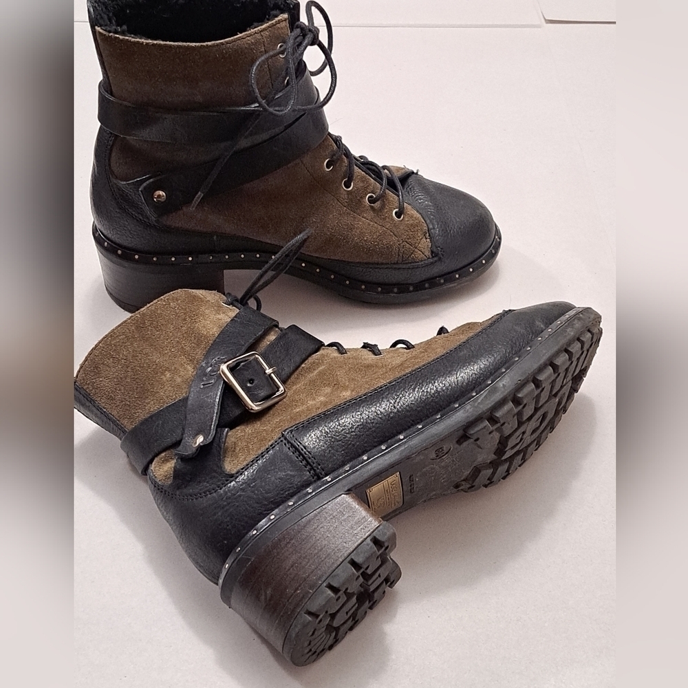 UGG Collection Sassari Suede/Leather Combat Boots/Booties   Size 6M